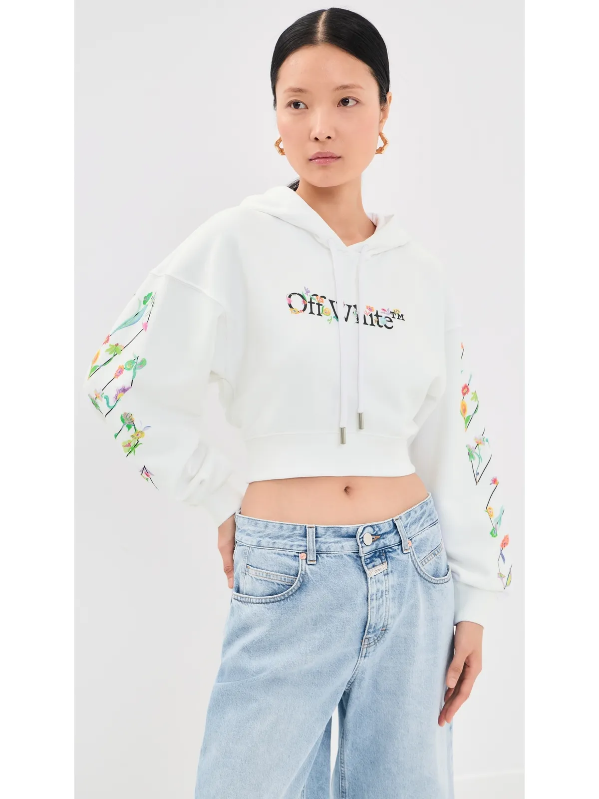 Off-White ブックリッシュ グローイング フラワー クロップ フーディ - 画像2