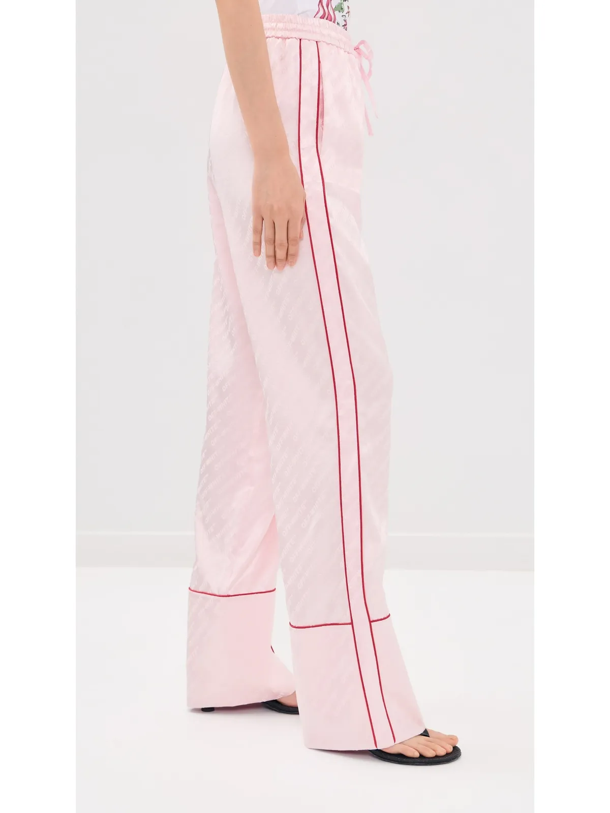 Off-White サテンパジャマパンツ ソフトピンク - 画像4