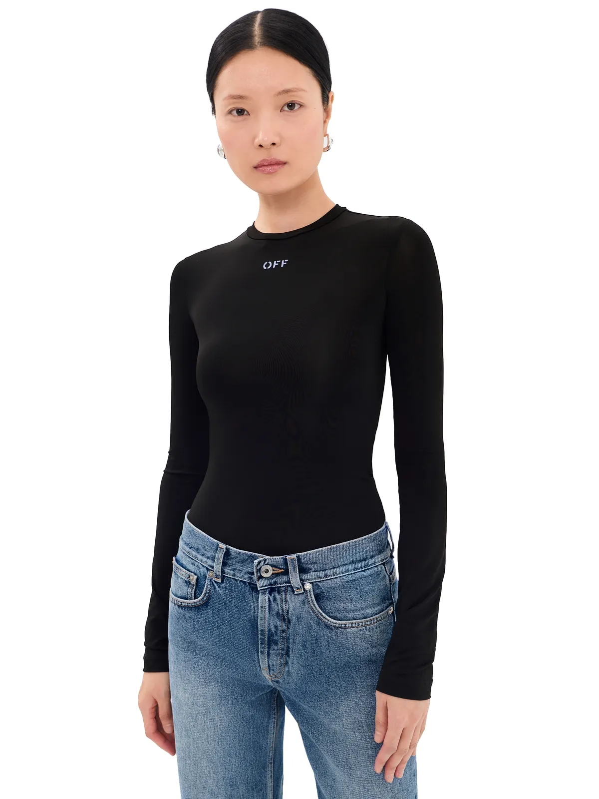 Off-White Off Stamp Second Skin Long Sleeve Crew Tee Black - 画像1