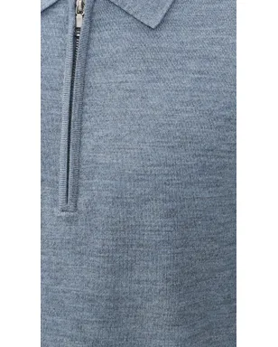 Officine Generale ベネ ジップ ウール ポロ ヘザー ストーン ブルー - サムネイル6