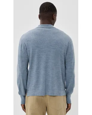Officine Generale ベネ ジップ ウール ポロ ヘザー ストーン ブルー - サムネイル3