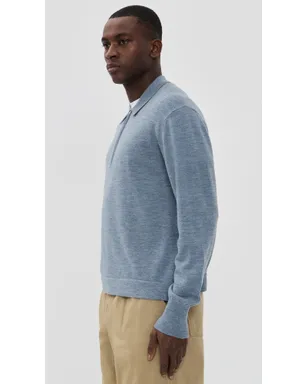 Officine Generale ベネ ジップ ウール ポロ ヘザー ストーン ブルー - サムネイル4