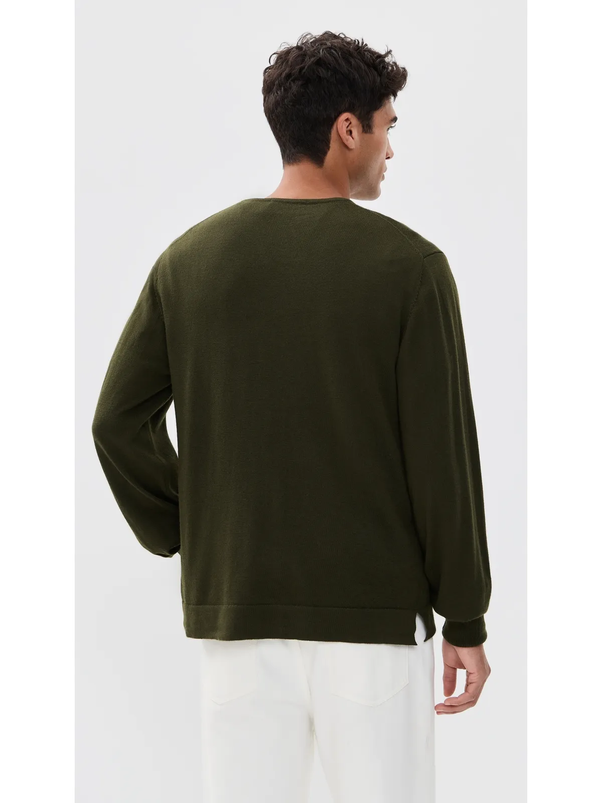 Officine Generale Nina クルーネック メリノウール セーター Olive - 画像3