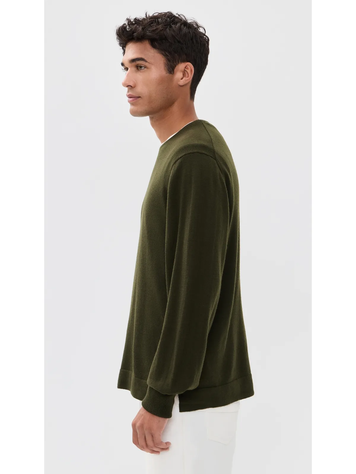 Officine Generale Nina クルーネック メリノウール セーター Olive - 画像4