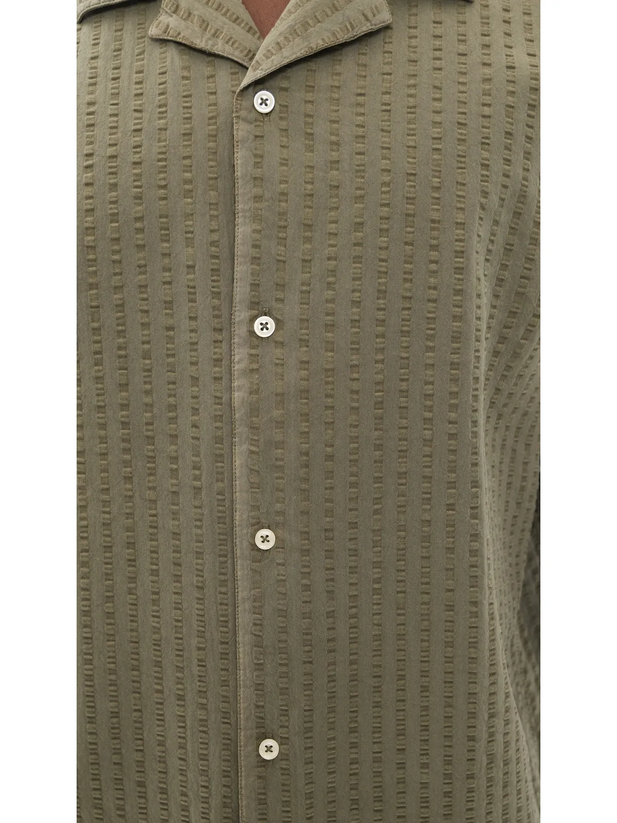 Officine Generale シアサッカーシャツ（Burnt Olive） - 画像6