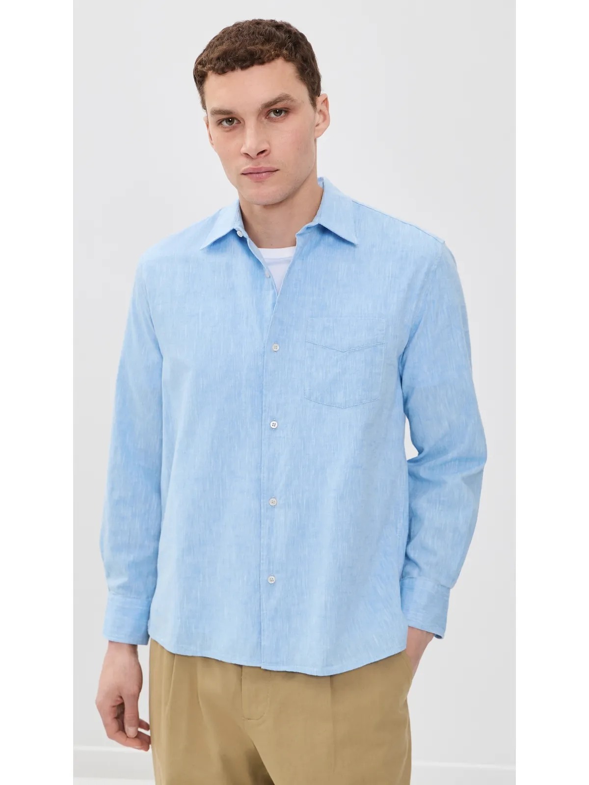 Officine Generale コットン ボタンアップシャツ Dream Blue - 画像2