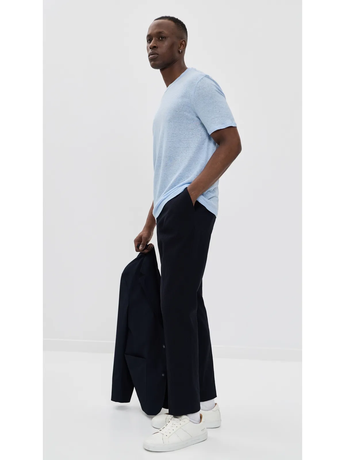 Officine Generale リネンTシャツ ドリームブルー - 画像4