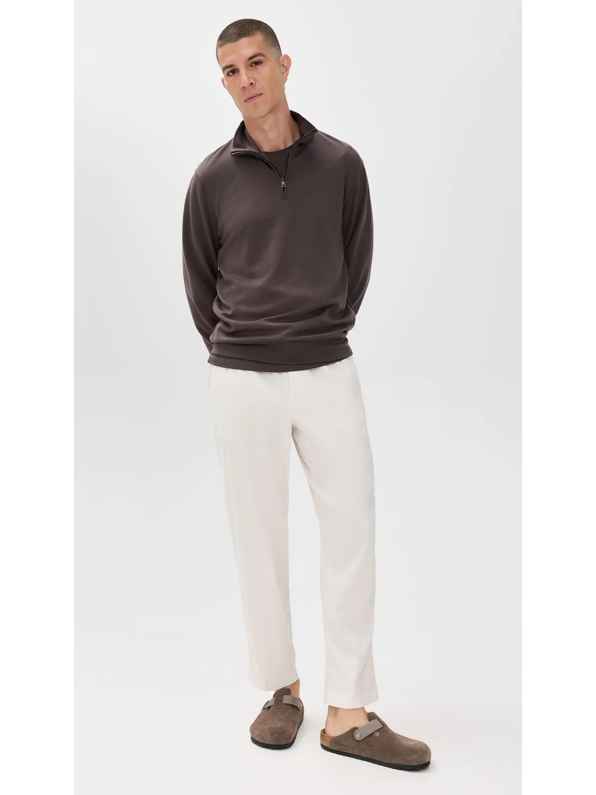Orlebar Brown Isar Graphite Merino Sweatshirt Morel Brown - 画像5