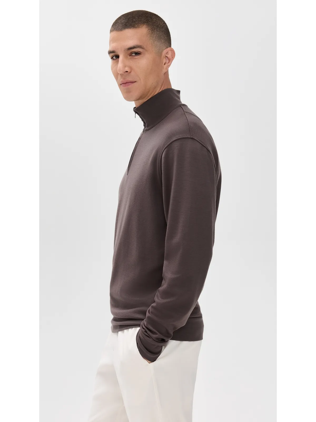 Orlebar Brown Isar Graphite Merino Sweatshirt Morel Brown - 画像4