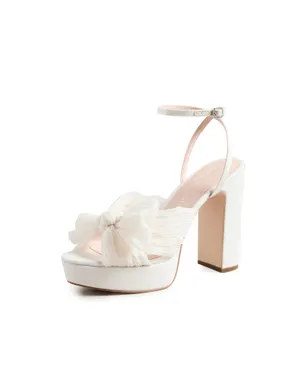 Loeffler Randall ナタリア プラットフォーム プリーツ リボン サンダル（パール） - サムネイル1