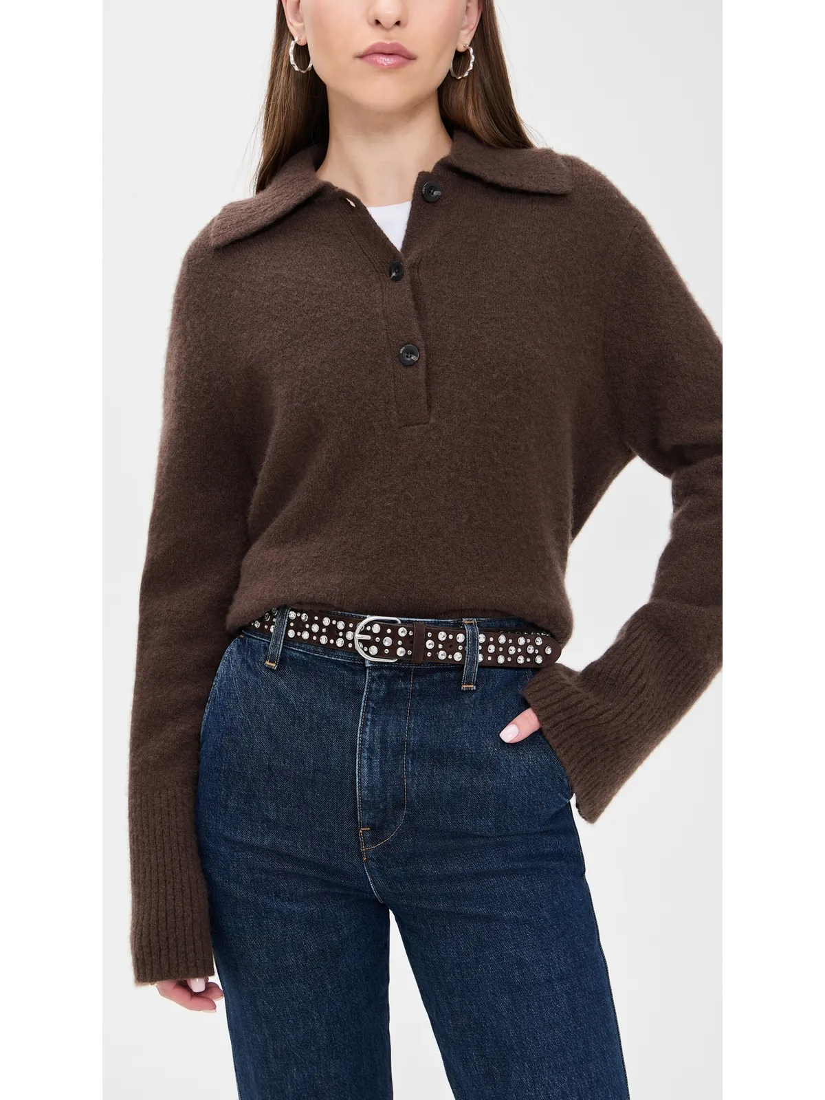Loeffler Randall Kip Skinny スエード ラインストーン ベルト - 画像3