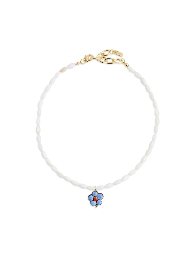 Logan Tay Logan Tay ホワイトビーズの紫色の花モチーフネックレスの商品画像
