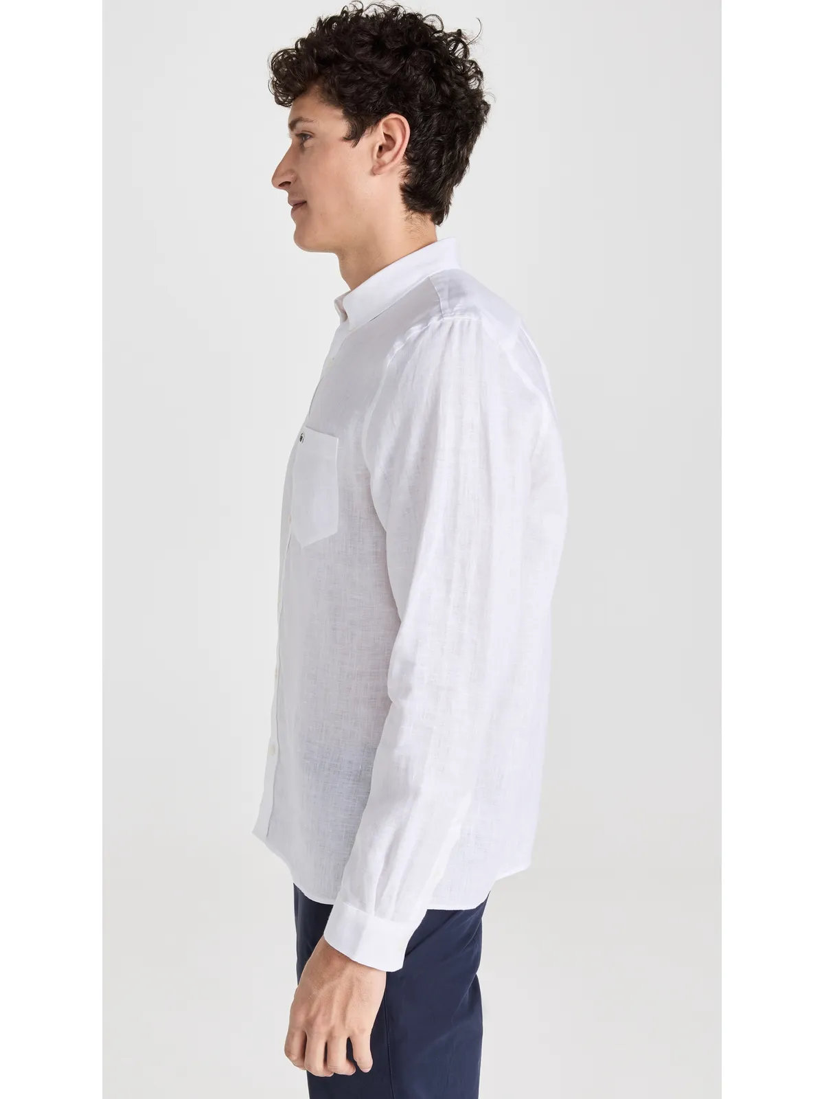 Lacoste レギュラーフィット リネン カジュアル ボタンダウン シャツ - 画像4