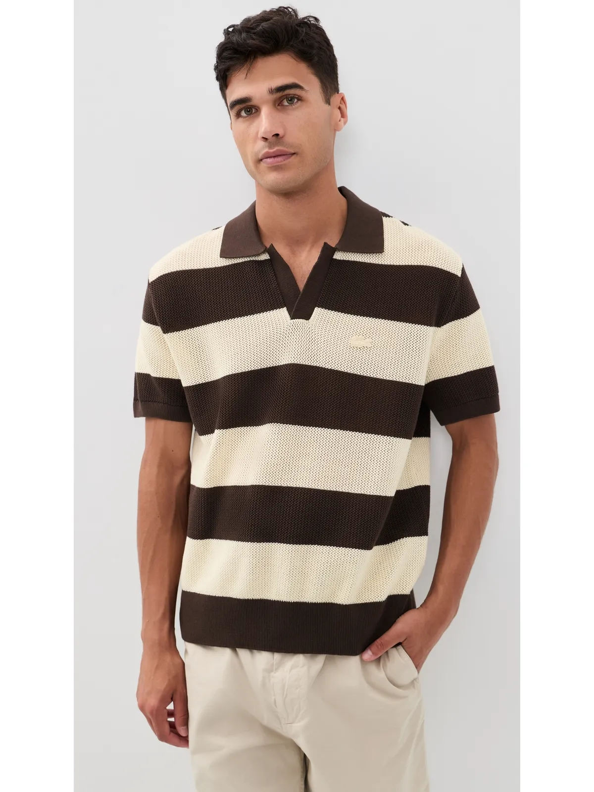 Lacoste Striped Knit Polo ストライプニットポロシャツ - 画像2