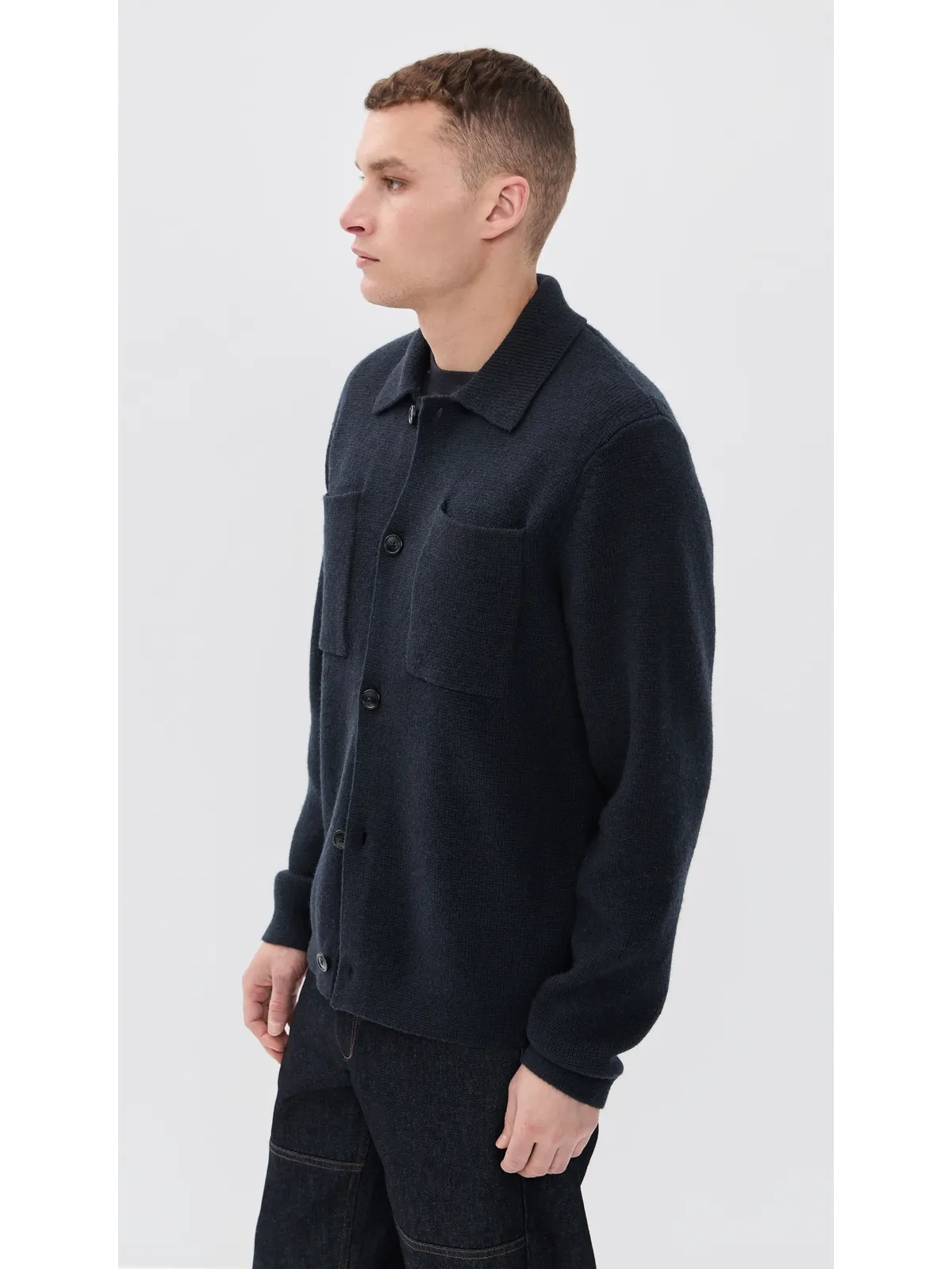 Les Deux Fischer Milano Knit Overshirt ダークネイビー - 画像4