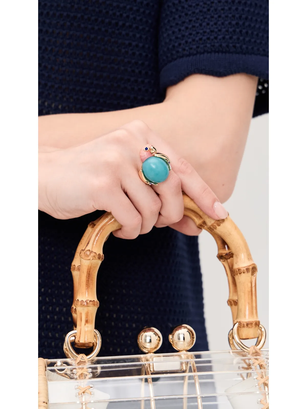 Lele Sadoughi Eileen Parrot Ring Turquoise - 画像3