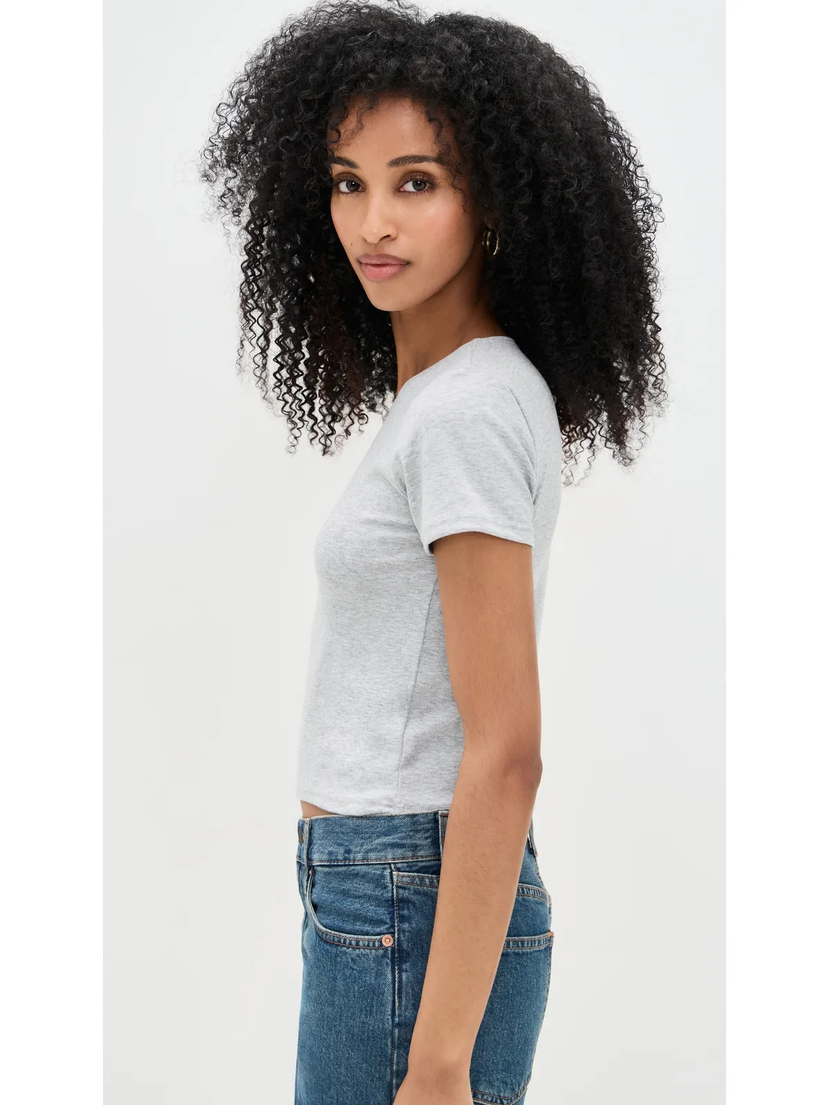 LE BOP Eloise ストライプ柄クロップTシャツ ヘザーグレー - 画像5