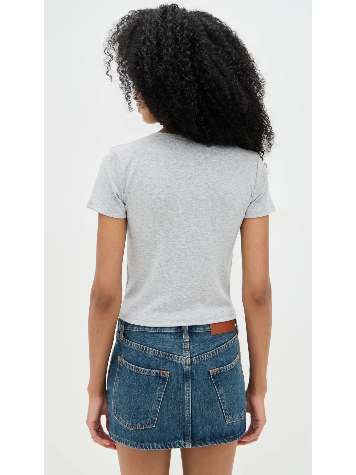 LE BOP Eloise ストライプ柄クロップTシャツ ヘザーグレー - 画像4