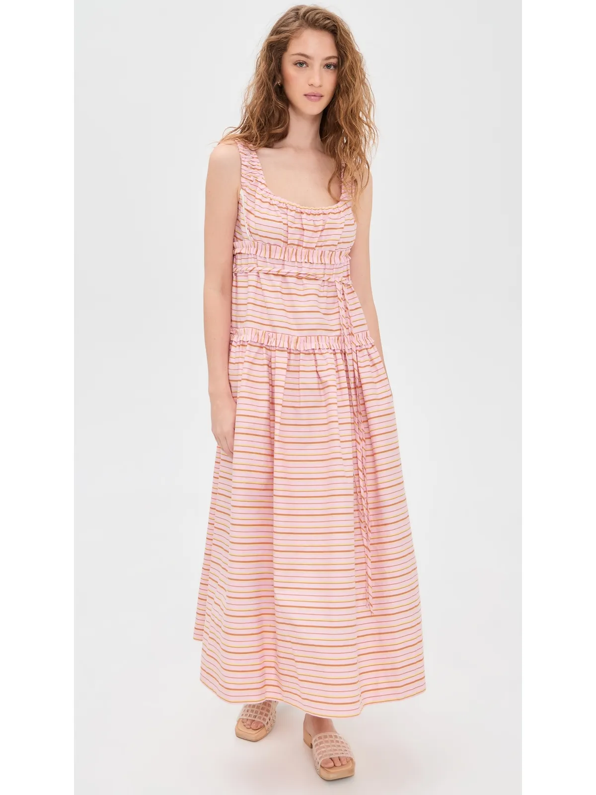 Lee Mathews Marie Dress ピンクストライプ - 画像5
