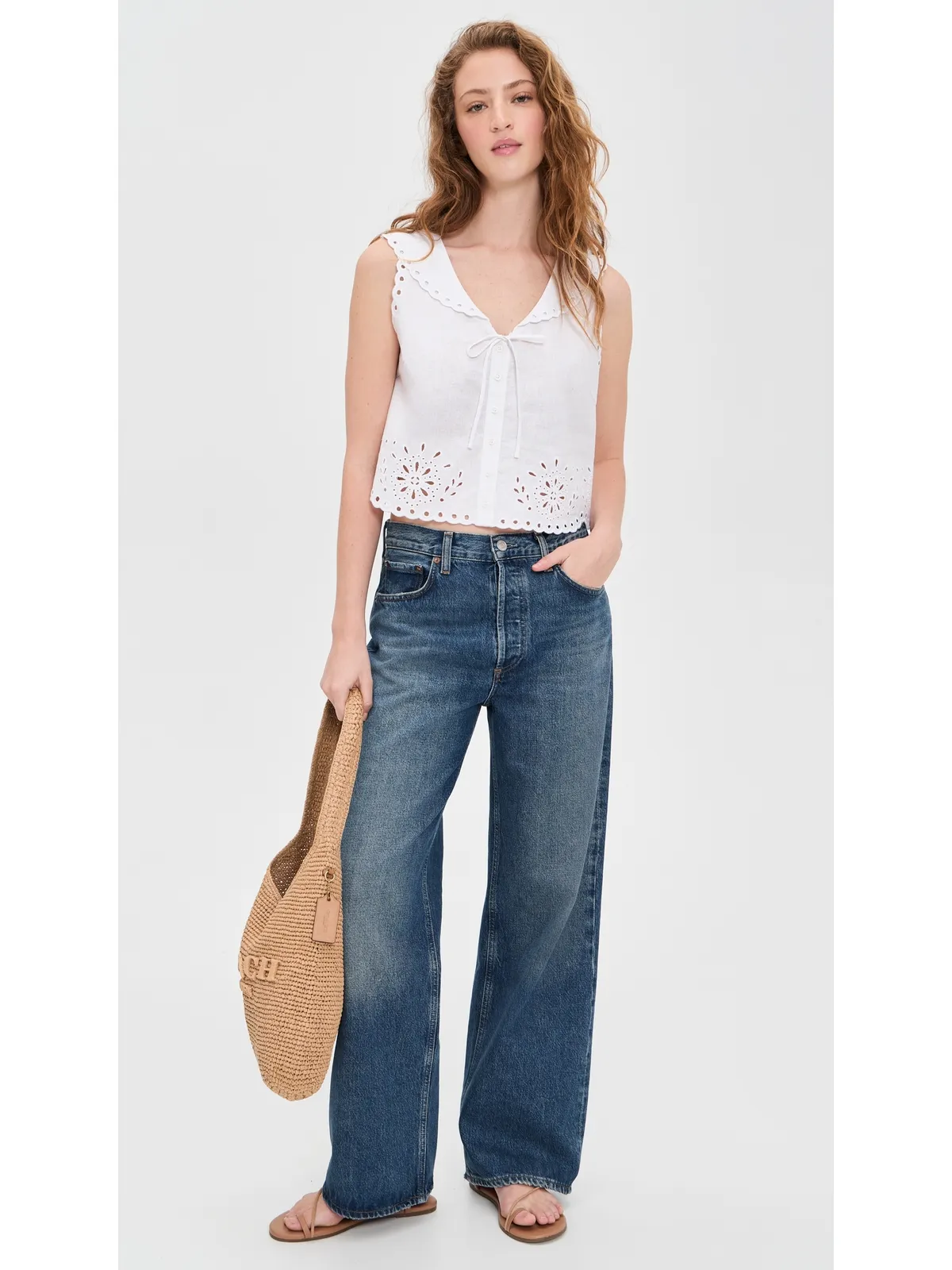 LE JEAN 刺繍アイレット セーラートップ ホワイト - 画像5
