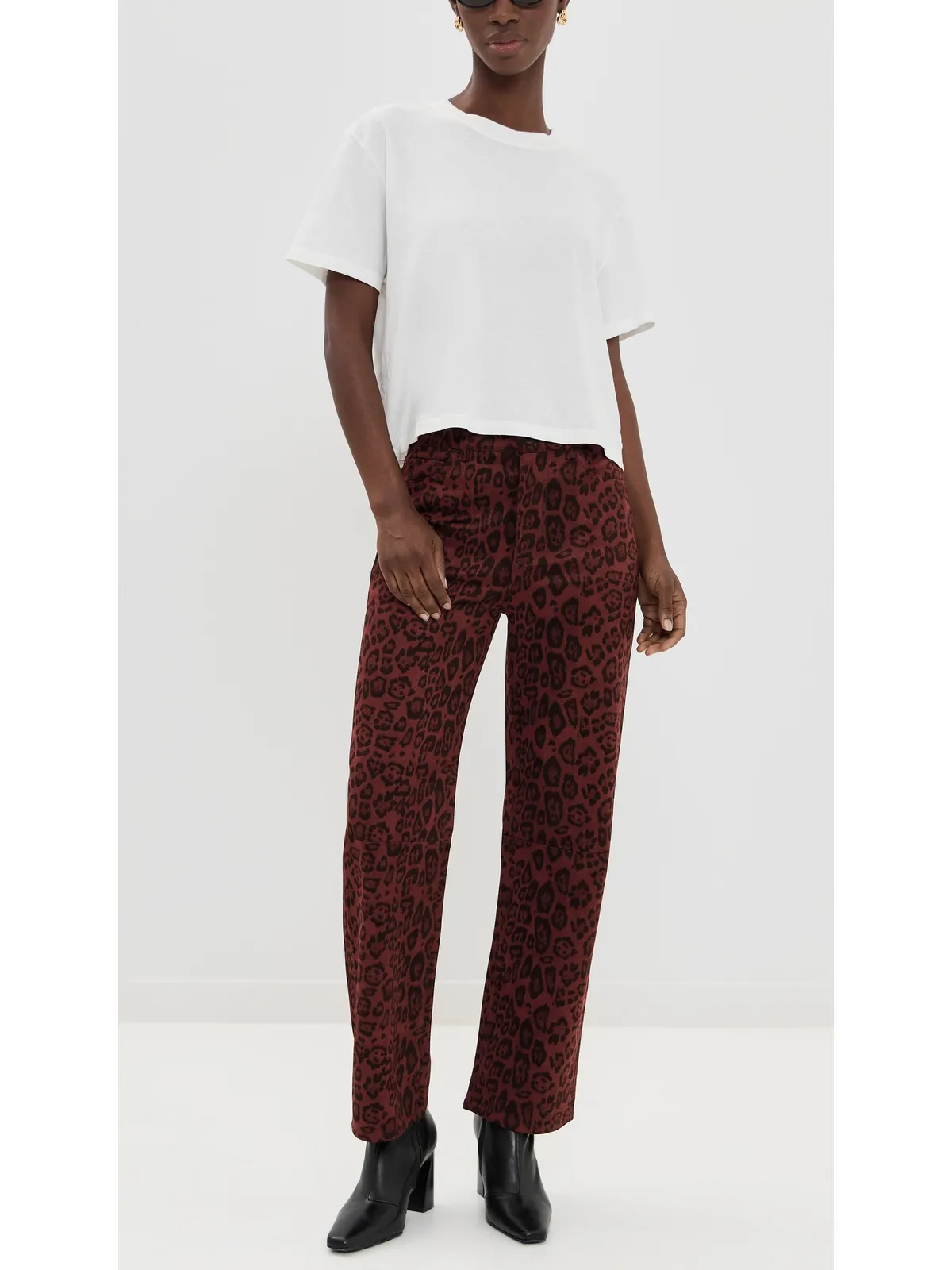 LE JEAN Velvet Nomad High Rise Jeans Burgundy Leopard - 画像5