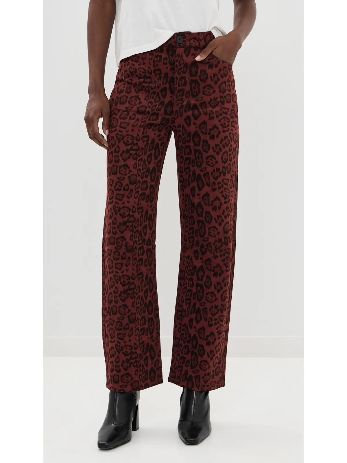 LE JEAN Velvet Nomad High Rise Jeans Burgundy Leopard - 画像2