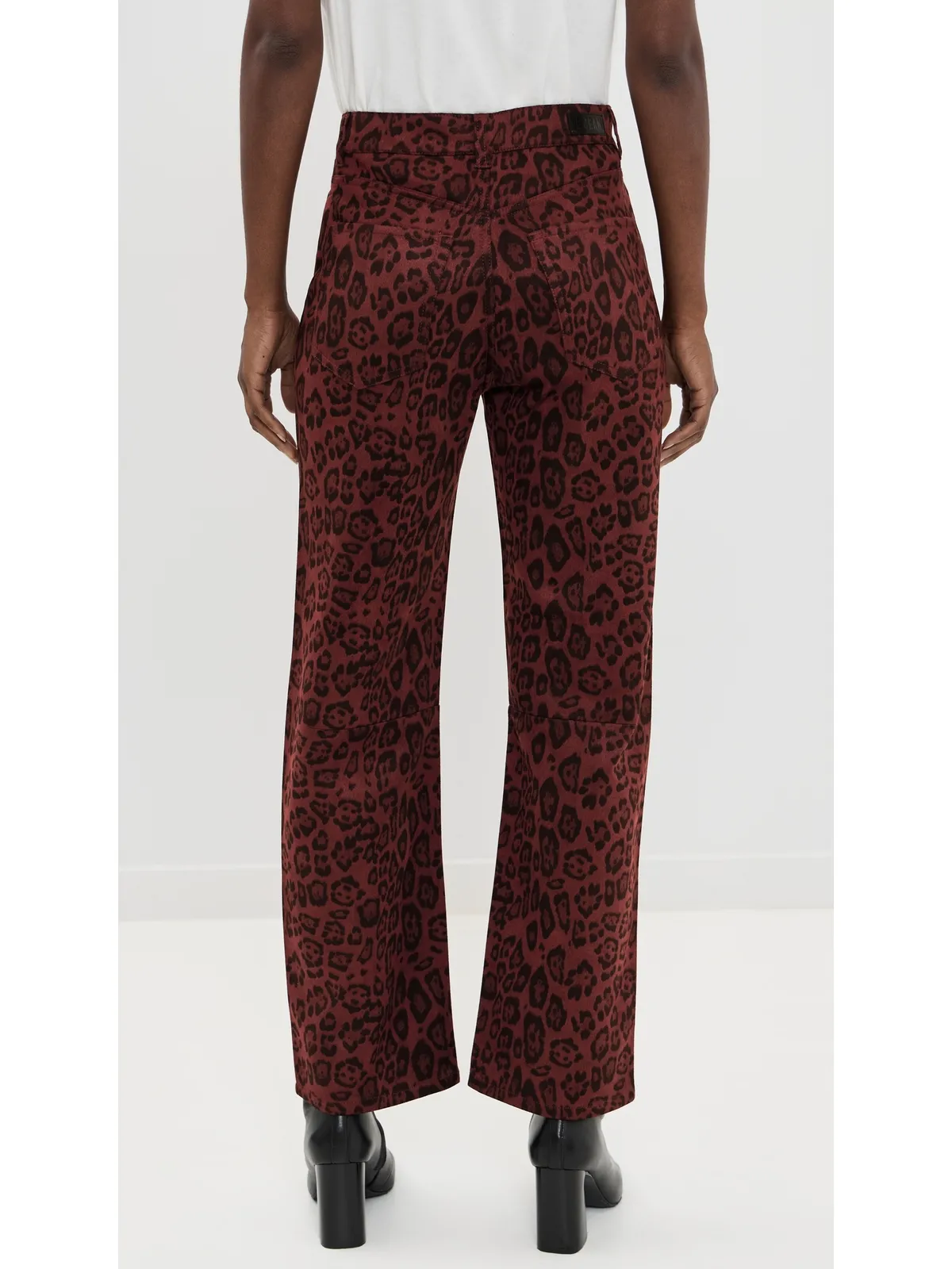 LE JEAN Velvet Nomad High Rise Jeans Burgundy Leopard - 画像3