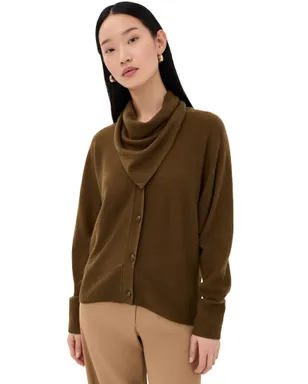 Le Kasha Lyss Cardigan（取り外し可能スカーフ付き／シナモンカラー） - サムネイル1