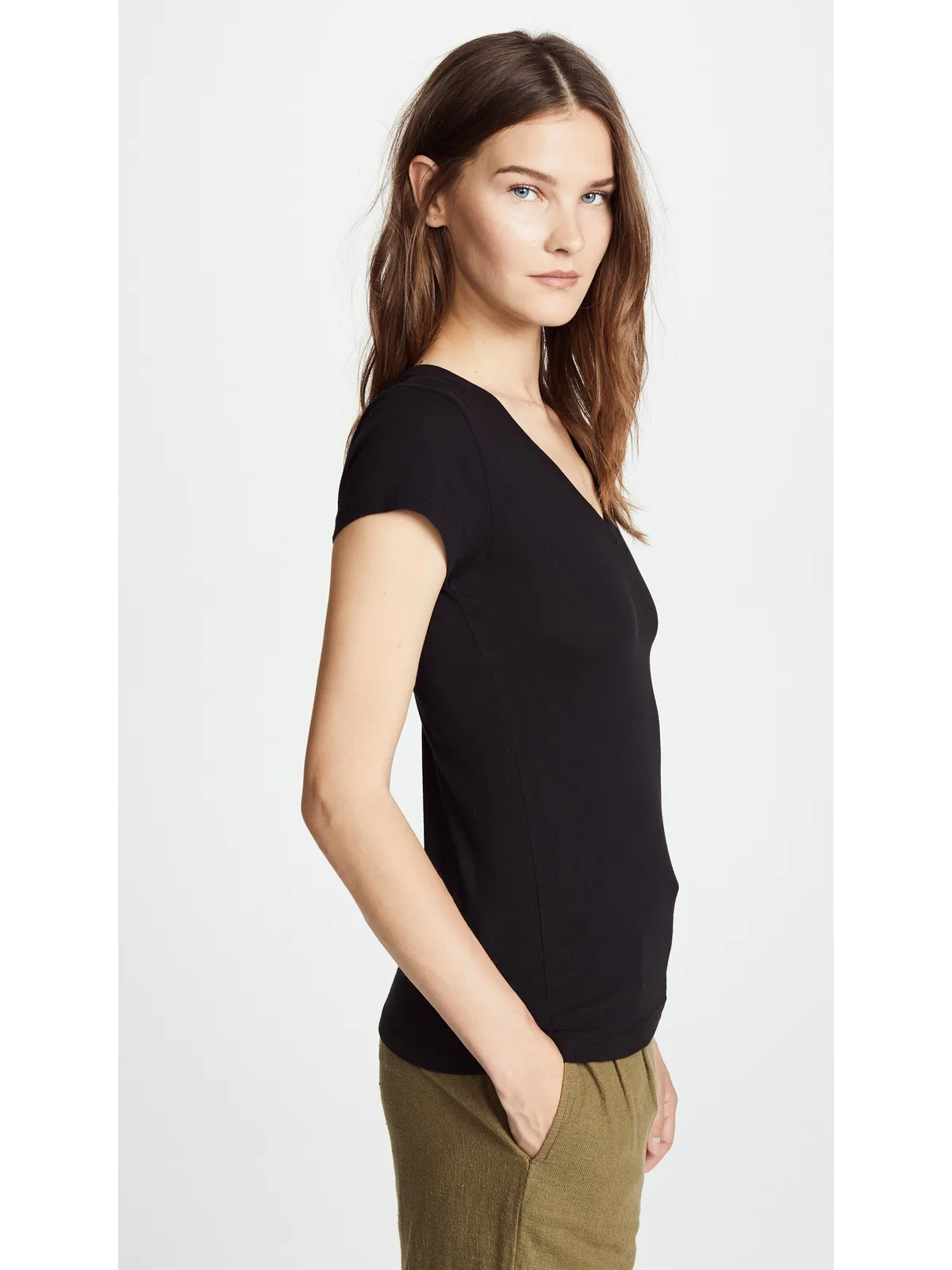 L'AGENCE Becca Vネック Tシャツ - 画像4