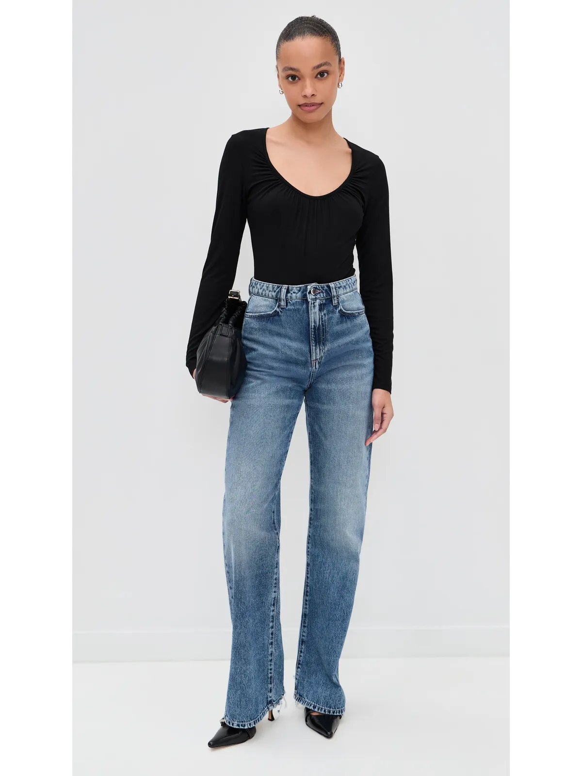 L'AGENCE Cassandra ロングスリーブ シャーリング ボディスーツ - 画像5