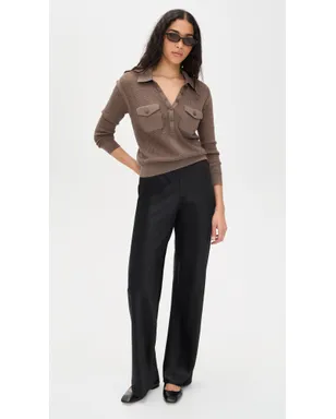 L'AGENCE Carine Pointelle Collared Sweater - サムネイル5