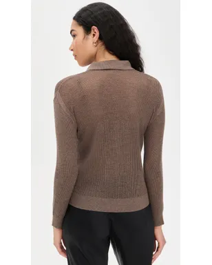 L'AGENCE Carine Pointelle Collared Sweater - サムネイル3