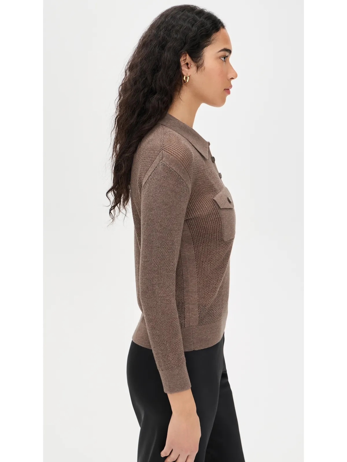L'AGENCE Carine Pointelle Collared Sweater - 画像4