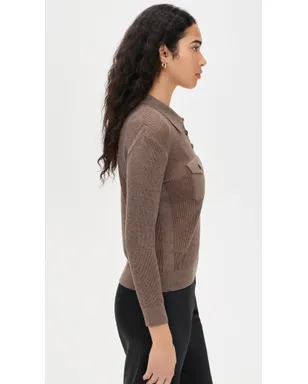L'AGENCE Carine Pointelle Collared Sweater - サムネイル4