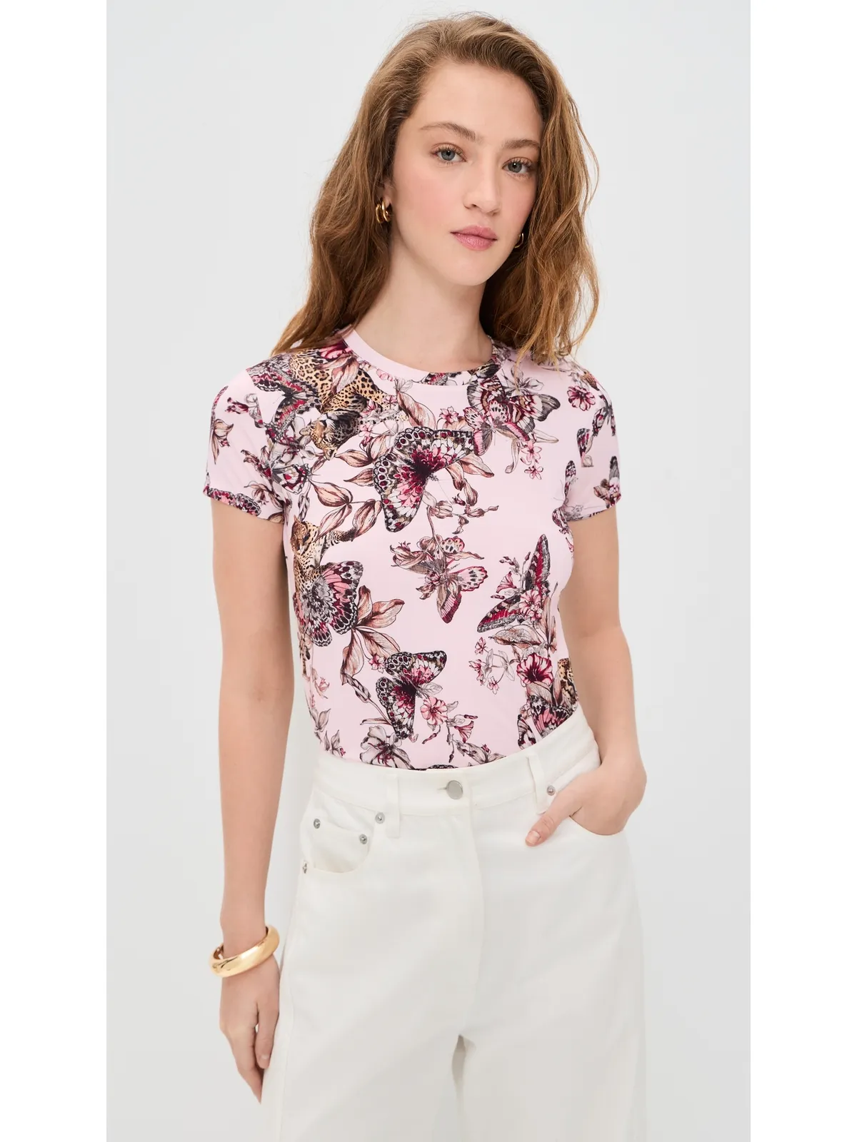 L'AGENCE レッシ バタフライ柄 クルーTシャツ - 画像2