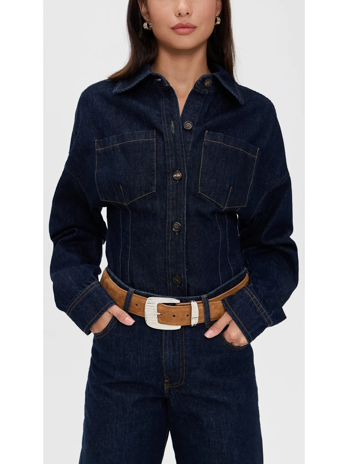 L'AGENCE Aya Western Engraved Belt コニャック スエード - 画像3