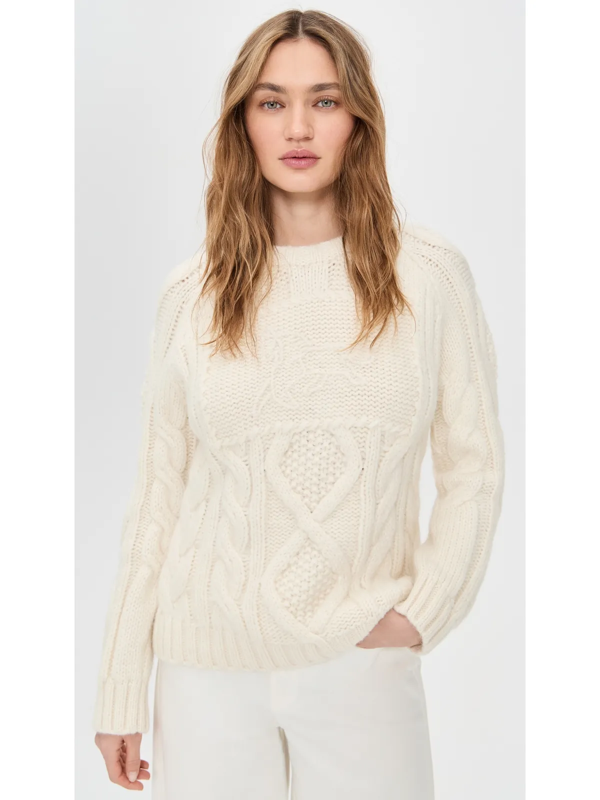 Lingua Franca Bjorn Alpaca Equestrian Crewneck Cream M - 画像2