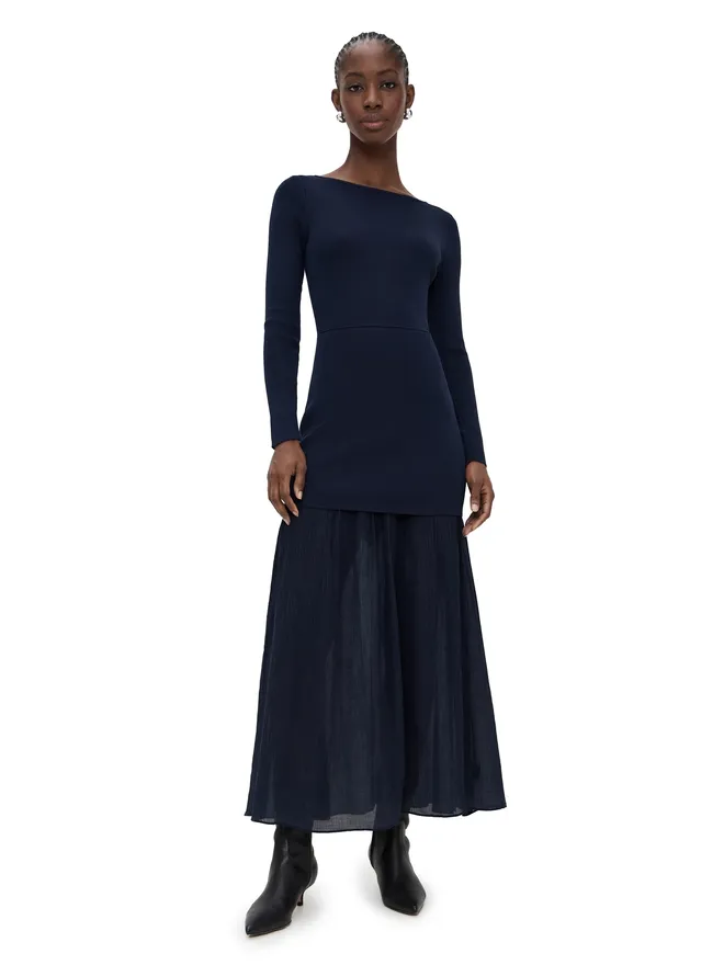 Line & Dot Line & Dot Gemma Mix-Media Dress Navyの商品画像