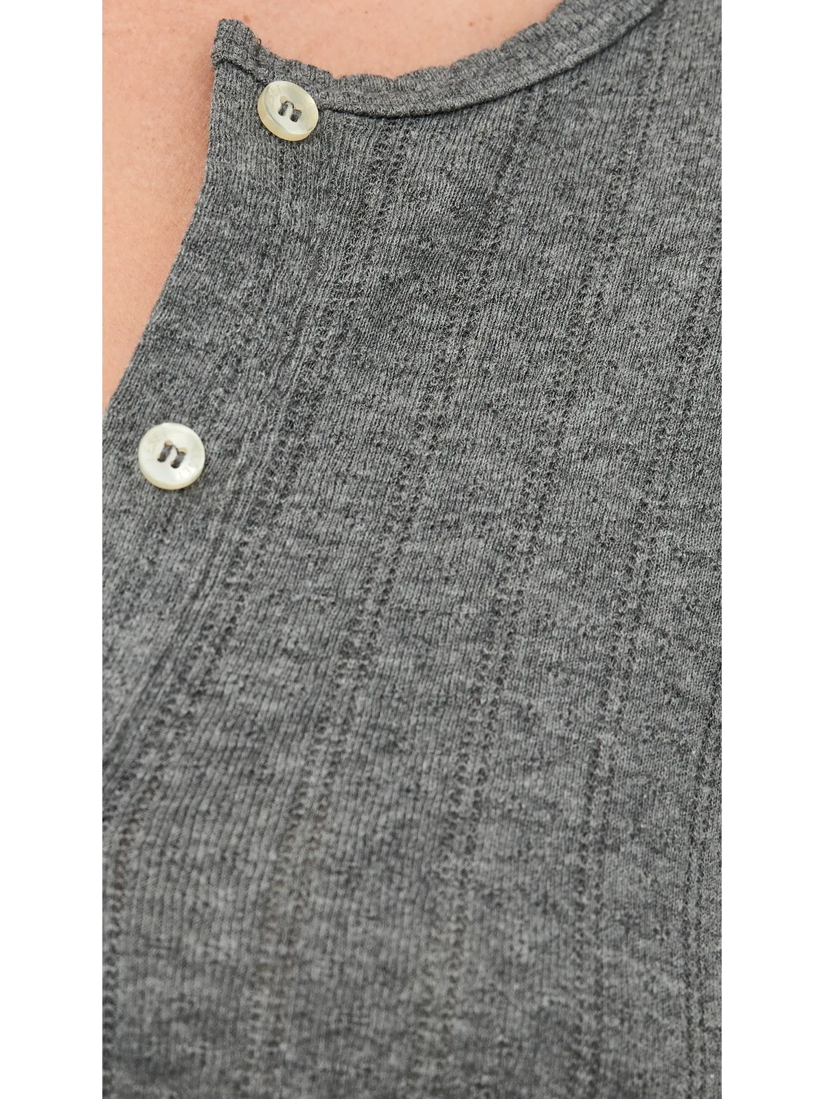 Leset Pointelle Long Sleeve Henley Tee Granite M - 画像6