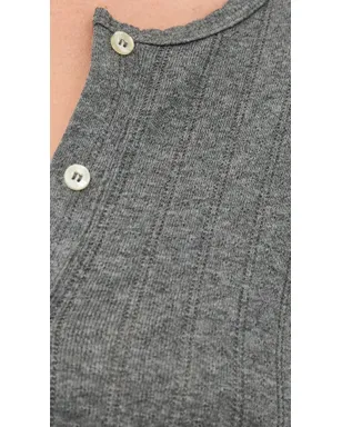 Leset Pointelle Long Sleeve Henley Tee Granite M - サムネイル6