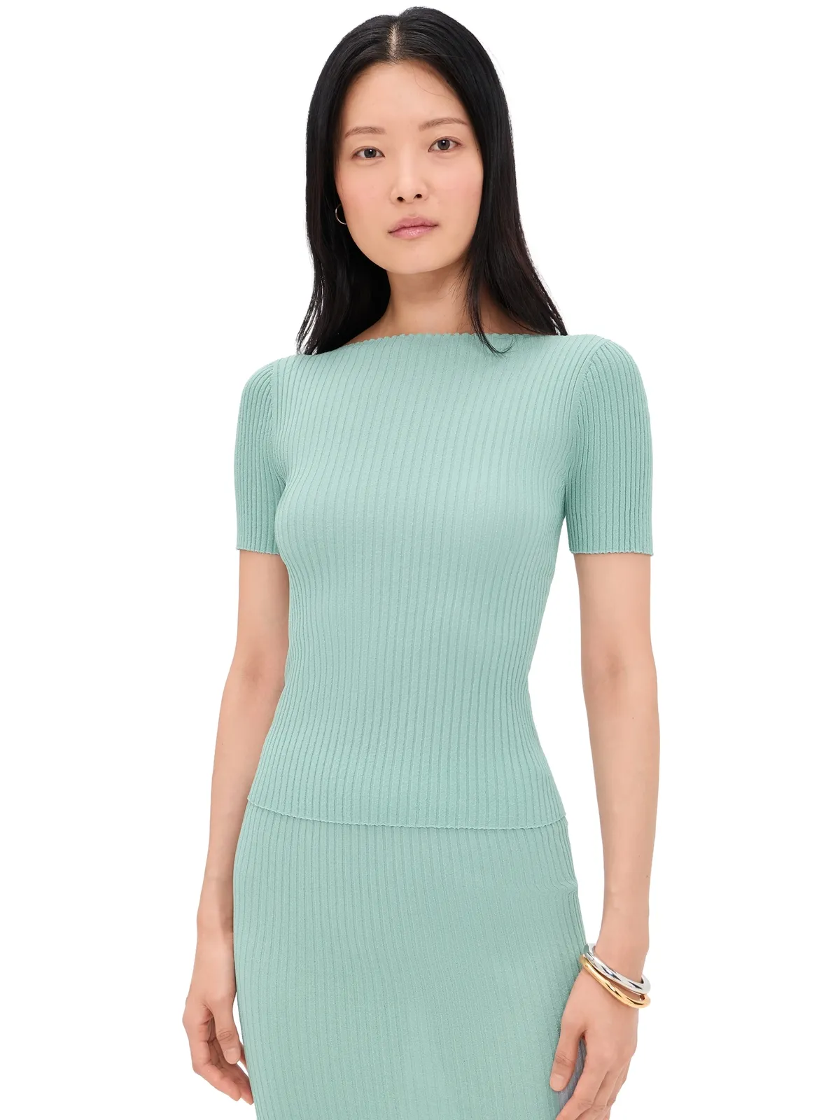 Leset ブレイク リブ編み 半袖Tシャツ ミラージュ - 画像1