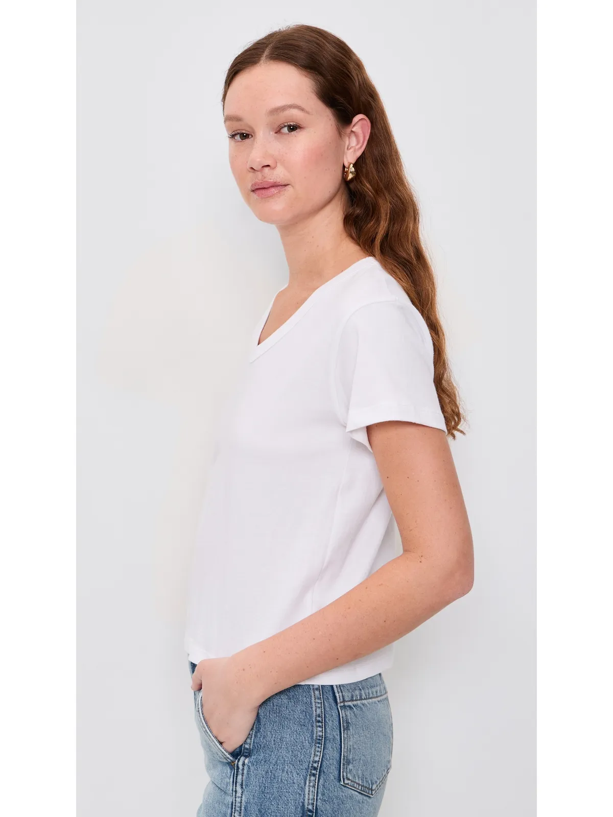Leset Margo Vネックシャツ ホワイト - 画像4