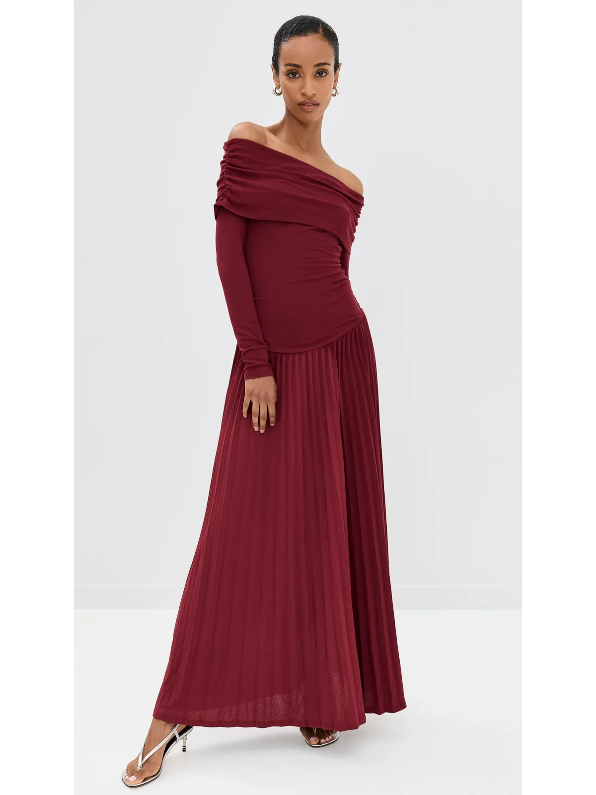 Lioness Field of Dreams Long Sleeve Maxi Dress Burgundy - 画像3