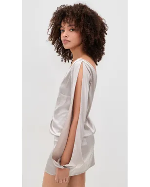 LIONESS MINI ドレス - Metallic Silver, grey. - サムネイル4