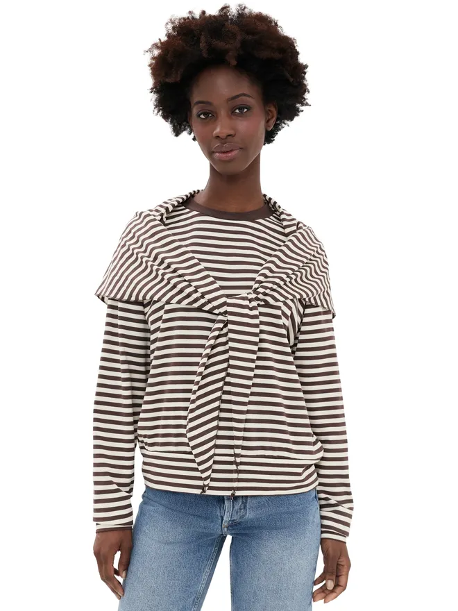 LIONESS Lioness Olsen ロングスリーブTシャツ ダークチョコレートストライプの商品画像