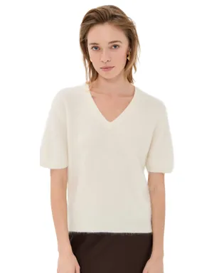 LISA YANG Lovisa カシミア Tシャツ クリーム ブラッシュド - サムネイル1