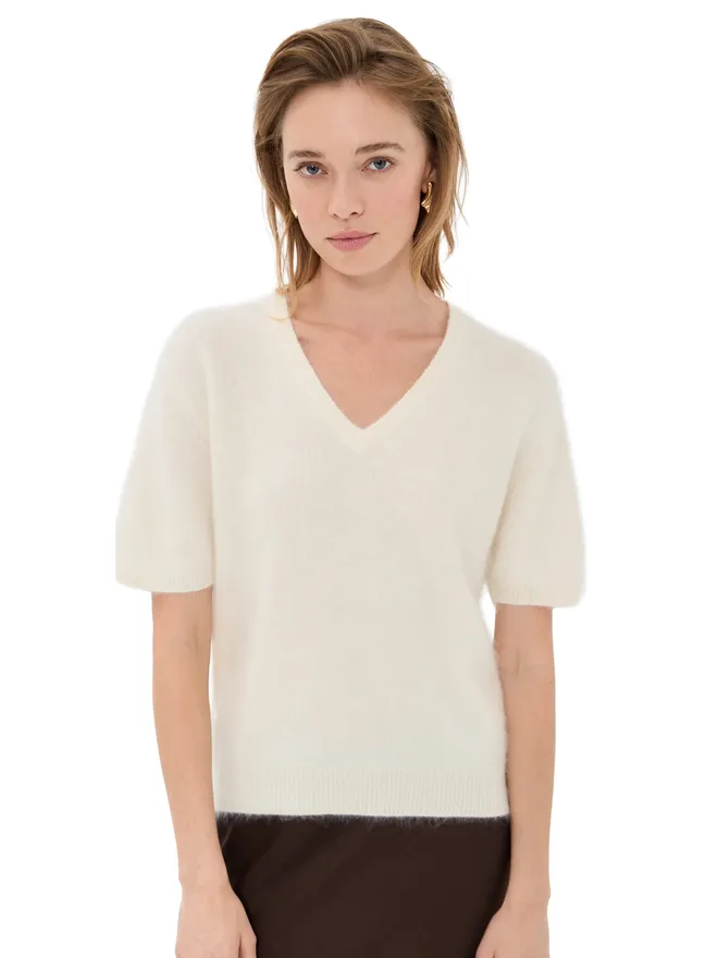 Lisa Yang LISA YANG Lovisa カシミア Tシャツ クリーム ブラッシュドの商品画像