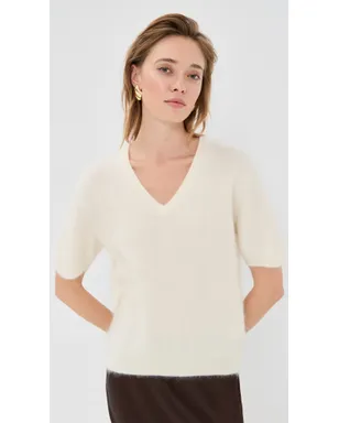 LISA YANG Lovisa カシミア Tシャツ クリーム ブラッシュド - サムネイル2