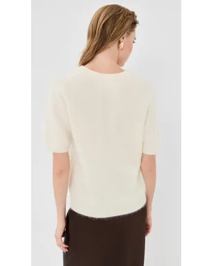 LISA YANG Lovisa カシミア Tシャツ クリーム ブラッシュド - サムネイル3