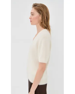 LISA YANG Lovisa カシミア Tシャツ クリーム ブラッシュド - サムネイル4